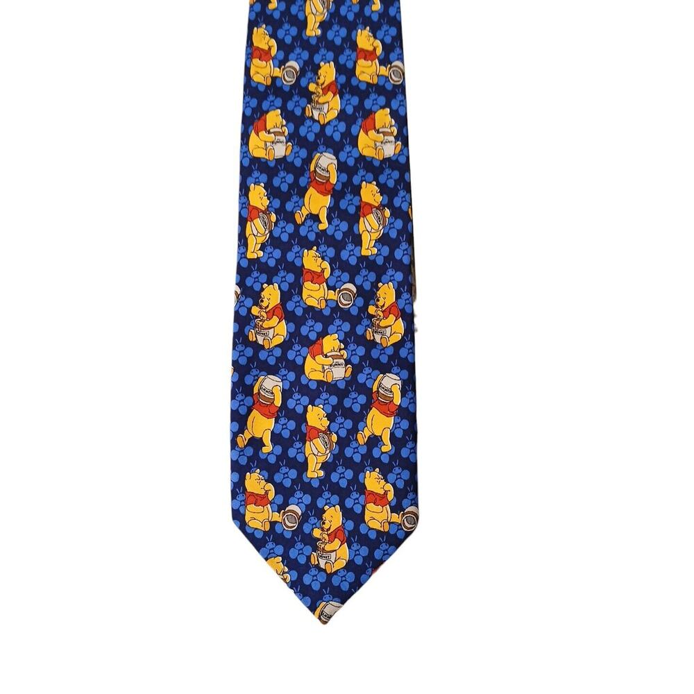 SILK Disney Winnie The Pooh Neck Tie NAVY BLUE 56.5" Honey Jar Bees‎ Office Work